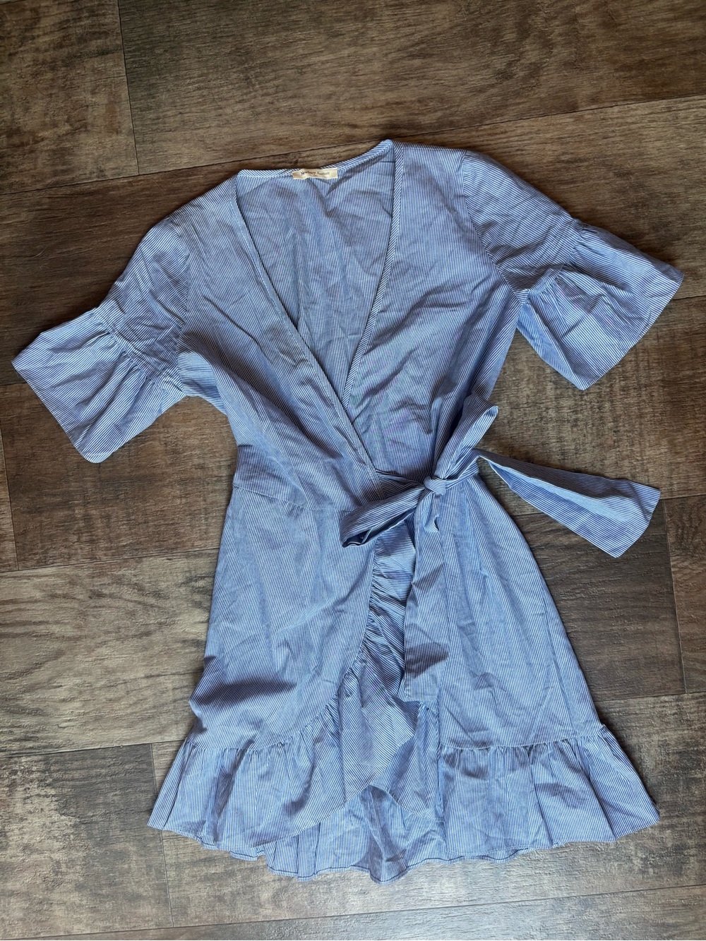 Newbury Kustom Light Blue Wrap Ruffle Mini Dress